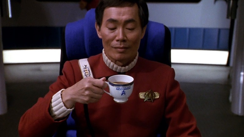 Captain Sulu about to drink some tea in Star Trek VI: The Undiscovered Country
