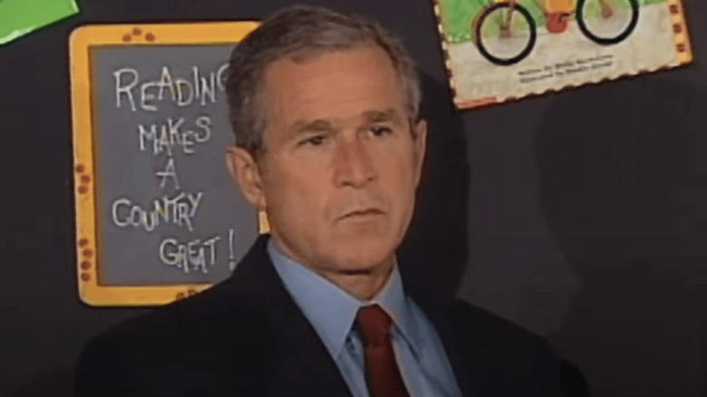 George W. Bush in a classroom, looking bored in Fahrenheit 9/11