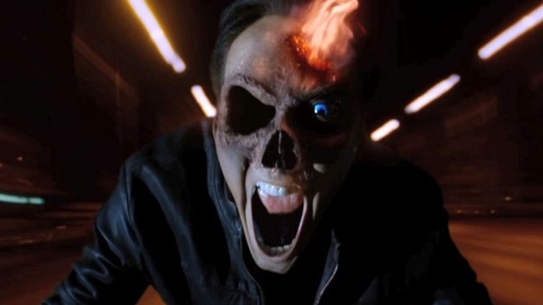 Johnny Blaze turns into Ghost Rider in Ghost Rider: Spirit of Vengeance
