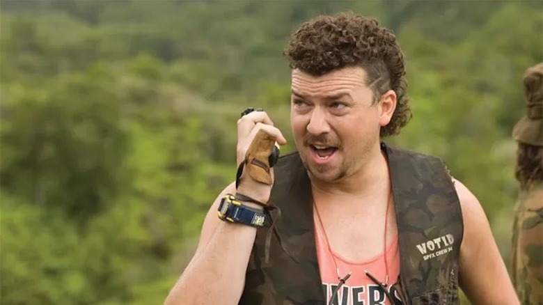 Danny McBride calls in an air strike as Cody Underwood in Tropic Thunder