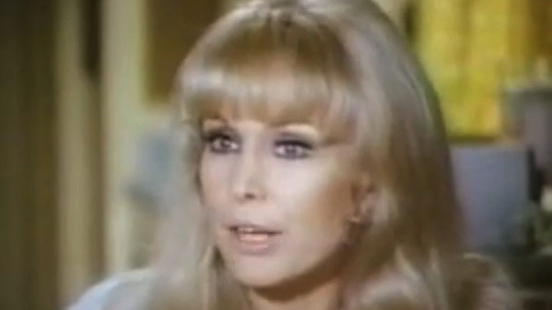 Barbara Eden's Stella Johnson is seen in closeup in Harper Valley PTA