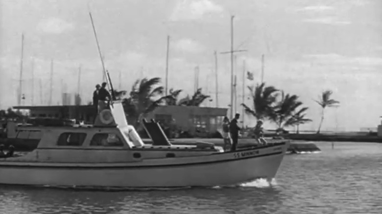 The S.S. Minnow leaves port in a shot from the opening title sequence of Gilligan's Island