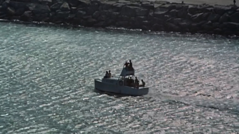 The S.S. Minnow sails out of a harbor in the opening title sequence of Gilligan's Island