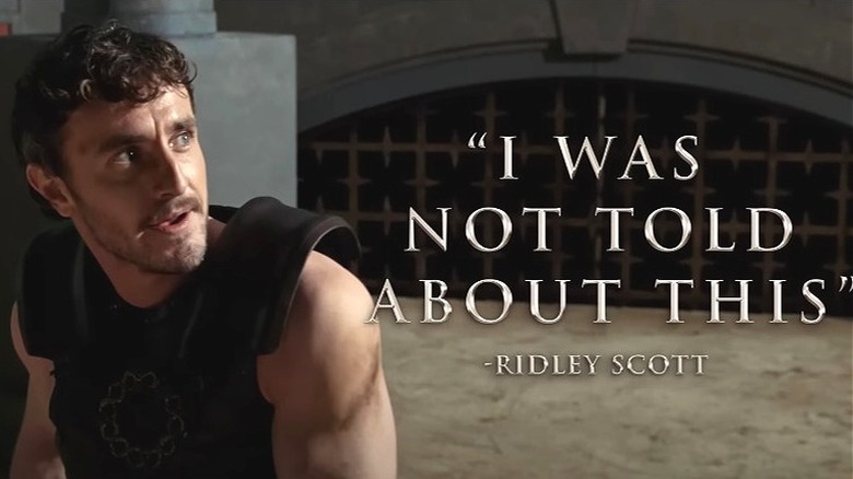 Paul Mescal in Saturday Night Live's Gladiator 2 sketch, with the Ridley Scott quote 'I was not told about this'