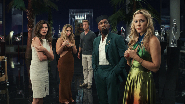 Kate Hudson, Edward Norton, Katherine Hahn, Leslie Odom Jr. and Madelyne Cline in Glass Onion