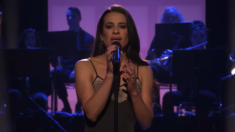 Lea Michele performs a song from Chess on The Tonight Show Starring Jimmy Fallon