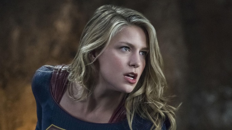 Melissa Benoist as Supergirl, preparing to fight on Supergirl