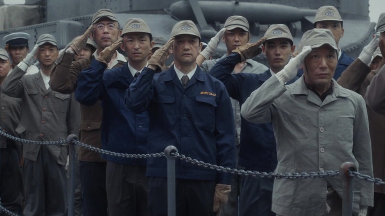crew saluting, Godzilla Minus One