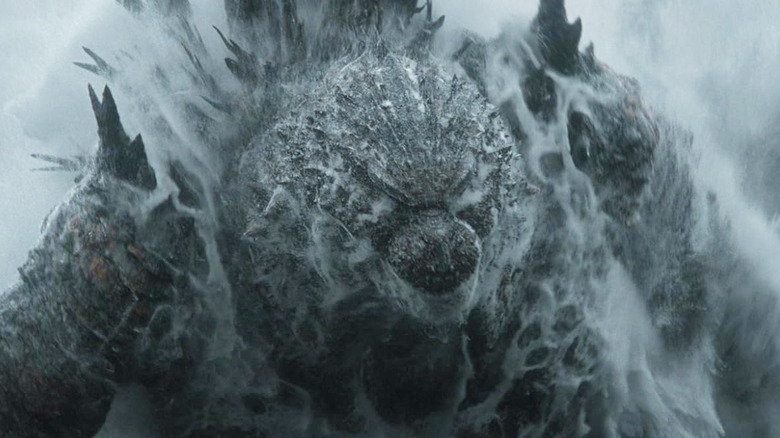 Godzilla rising out of an ocean in Godzilla Minus One