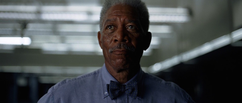 Morgan Freeman as Lucius Fox