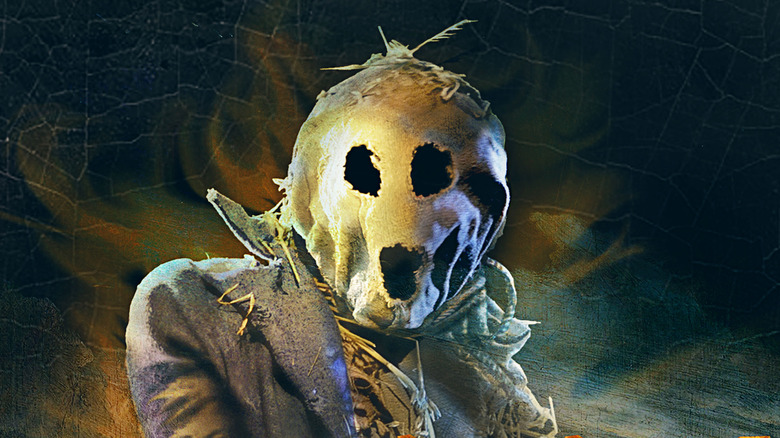 Bubba's eyes behind a burlap sack in Dark Night of the Scarecrow