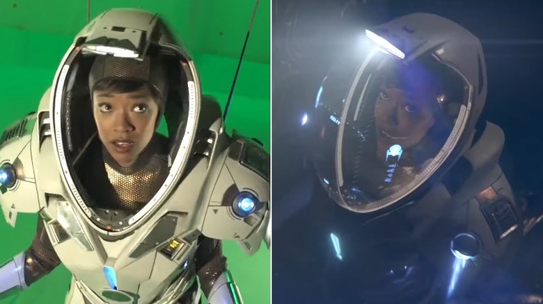 Michael Burnham in a thruster suit in Star Trek Discovery