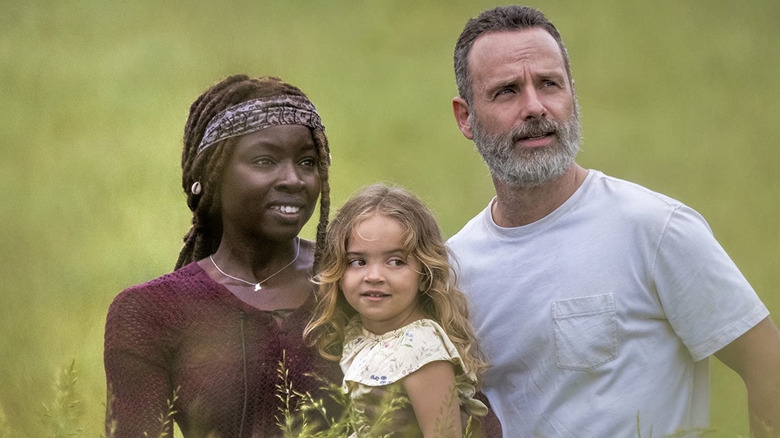 Danai Gurira, Chloe Garcia-Frizzi, and Andrew Lincoln in The Walking Dead