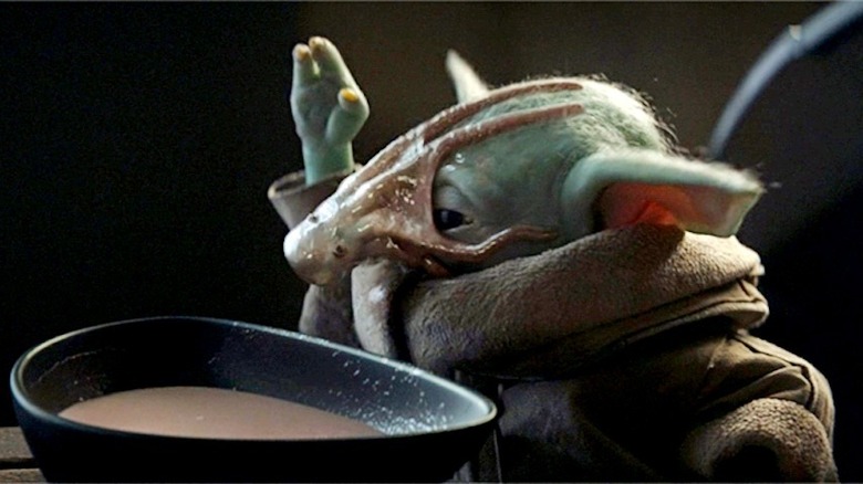Grogu eating chowder