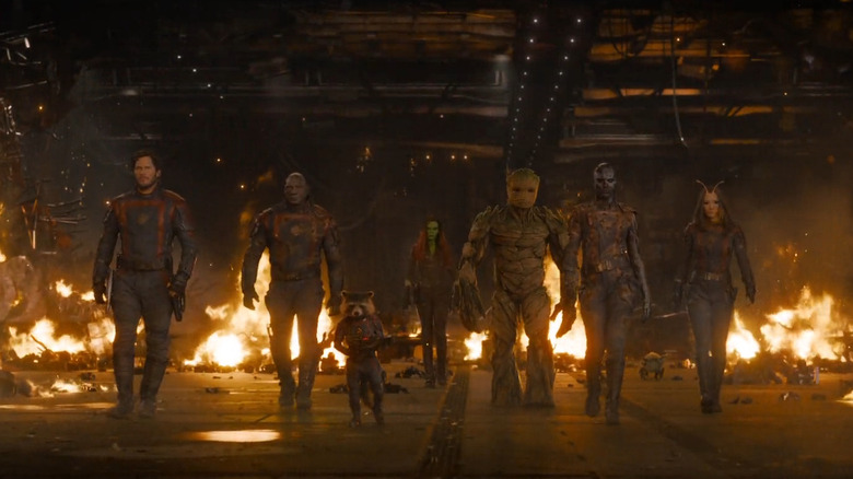 The Guardians in their new uniforms in Guardians of the Galaxy Vol. 3