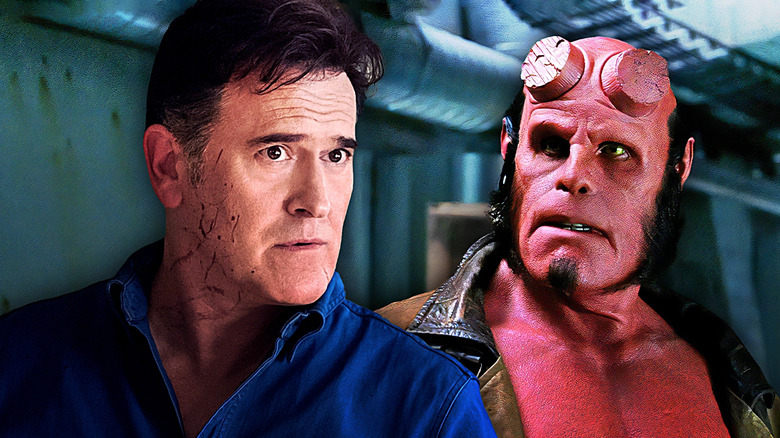 Bruce Campbell as Ash Williams next to Ron Perlman as Hellboy