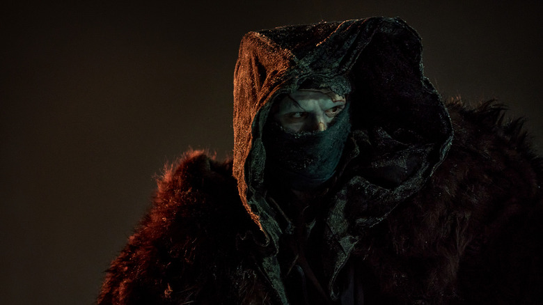 The Creature wears a hood in Frankenstein