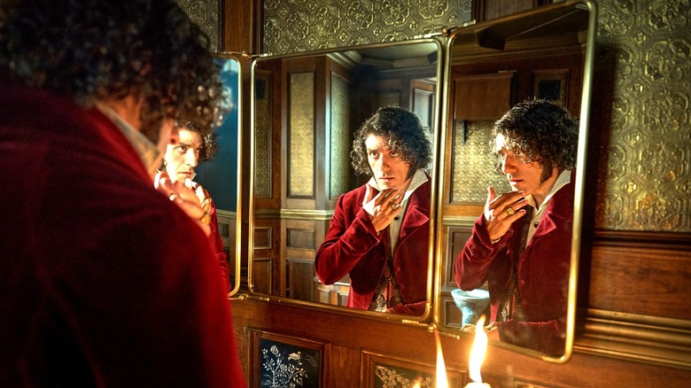 Frankenstein, Victor Frankenstein looking at himself in a three-part mirror