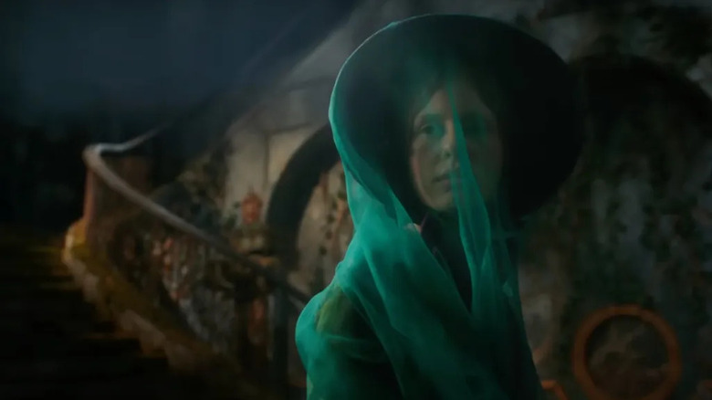 Guillermo del Toro's Frankenstein - Mia Goth as Elizabeth in green dress and veil