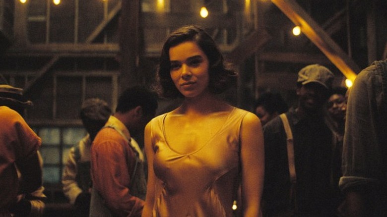 Hailee Steinfeld as Mary with black eyes and her mouth covered in blood in Sinners