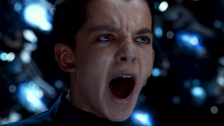 Asa Butterfield's Ender Wiggin yells in closeup in Ender's Game