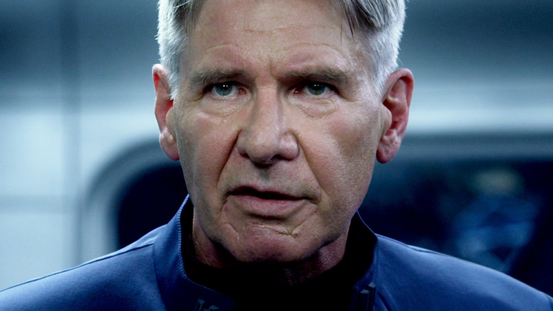 Harrison Ford's Colonel Hyrum Graff is seen in closeup in Ender's Game