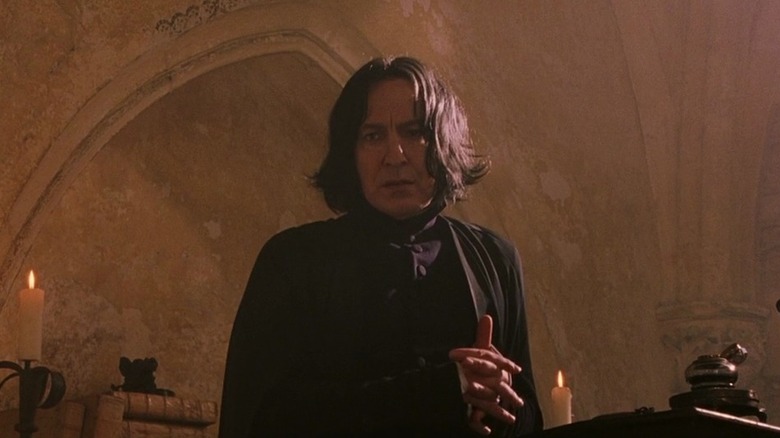 Severus Snape (Alan Rickman) teaching a potions class in Harry Potter and the Sorcerer's Stone