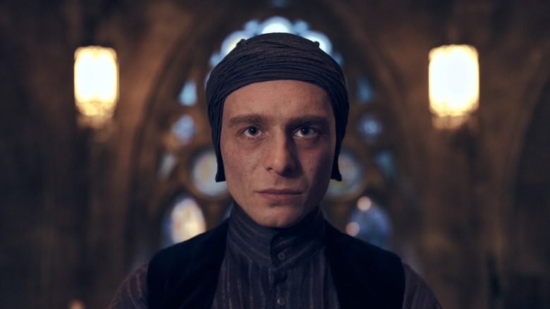 Quirrell looking straight ahead in Harry Potter and the Philosopher's Stone