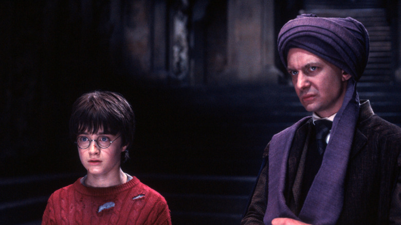 Harry and Quirrell looking at the Mirror of Erised in Harry Potter and the Sorcerer's Stone