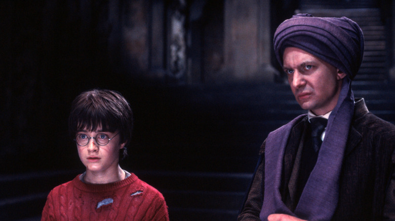 Harry and Quirrell looking at the Mirror of Erised in Harry Potter and the Sorcerer's Stone