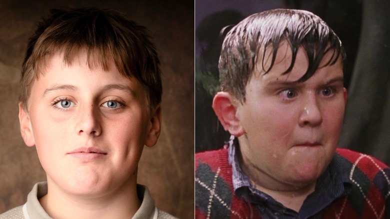 Amos Kitson's official HBO headshot from their press release; Harry Melling's Dudley gets wet at the zoo in Harry Potter and the Sorcerer's Stone.