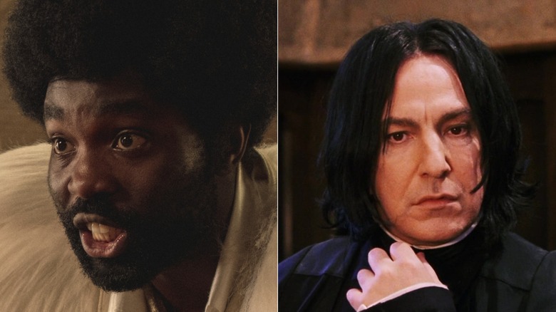 Paapa Essiedu as the emotive demon Gaap in Black Mirror, and Alan Rickman as a brooding Snape in Harry Potter and the Sorcerer's Stone.