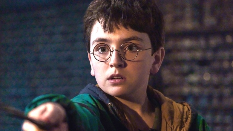 Harry casting a spell in Harry Potter and the Philosopher's Stone
