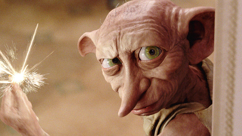 Dobby snapping his fingers and casting a spell in Harry Potter and the Chamber of Secrets