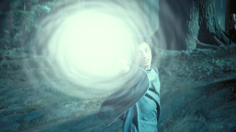 Harry casting a Patronus charm in Harry Potter and the Prisoner of Azkaban