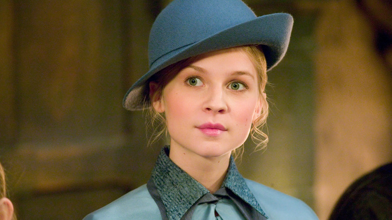 Fleur Delacour (Clémence Poésy) wearing her Beauxbatons Academy uniform in Harry Potter and the Goblet of Fire