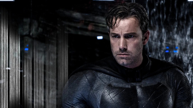 Ben Affleck as Batman with his mask off in the batcave in Batman v Superman: Dawn of Justice
