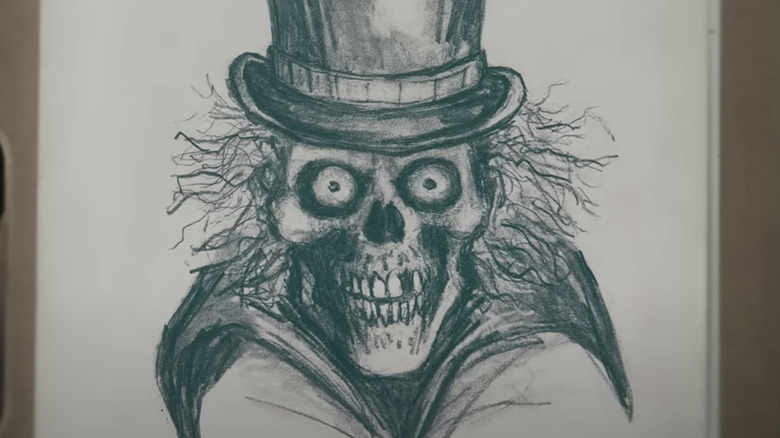 The Hatbox Ghost is drawn by a sketch artist in 2023's The Haunted Mansion