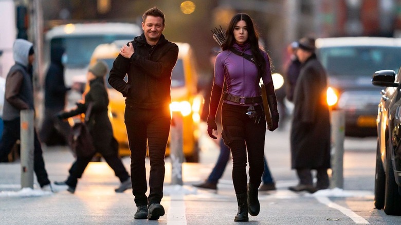 Kate Bishop, Hawkeye and Lucky from the Hawkeye poster