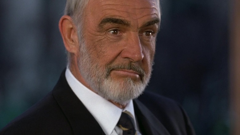 Sean Connery's John Patrick Mason smiles in closeup in The Rock