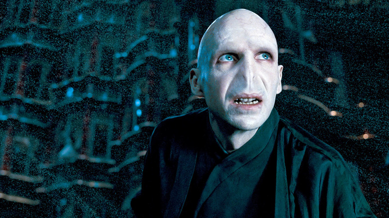 Voldemort looking up during the battle at the Ministry in Harry Potter and the Order of the Phoenix