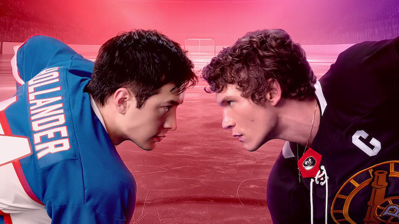 Shane and Ilya facing off on the poster for Heated Rivalry