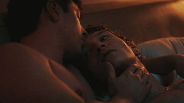 Shane kissing Ilya's forehead in Heated Rivalry