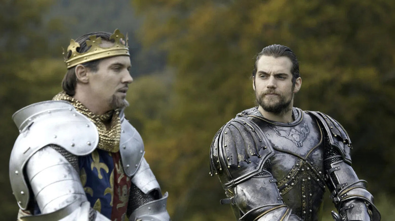 Henry and Charles on horseback in armor talking on The Tudors