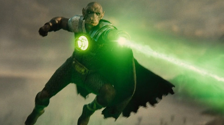 David Decio as the Green Lantern member Yalan Gur flying through the air in Zack Snyder's Justice League