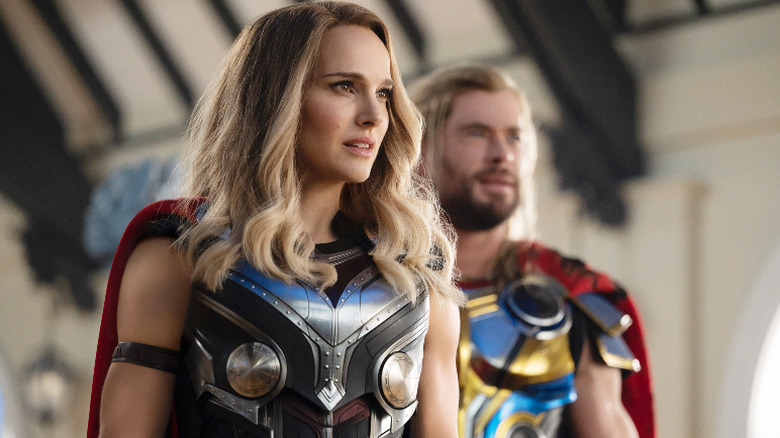 Natalie Portman and Chris Hemsworth in Thor: Love and Thunder
