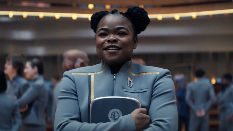 SAM looking happy in Star Trek: Starfleet Academy