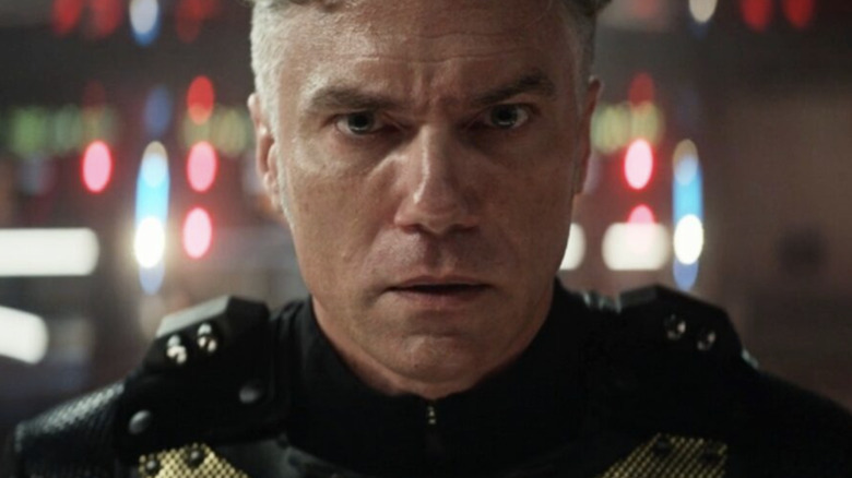 Star Trek: Strange New Worlds, close-up of Anson Mount as Captain Christopher Pike at the cliffhanger ending of  Hegemony