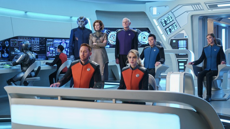 The cast of The Orville: New Horizons on the bridge of the ship