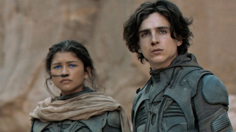 Zendaya and Timothée Chalamet as Chani and Paul Atreides